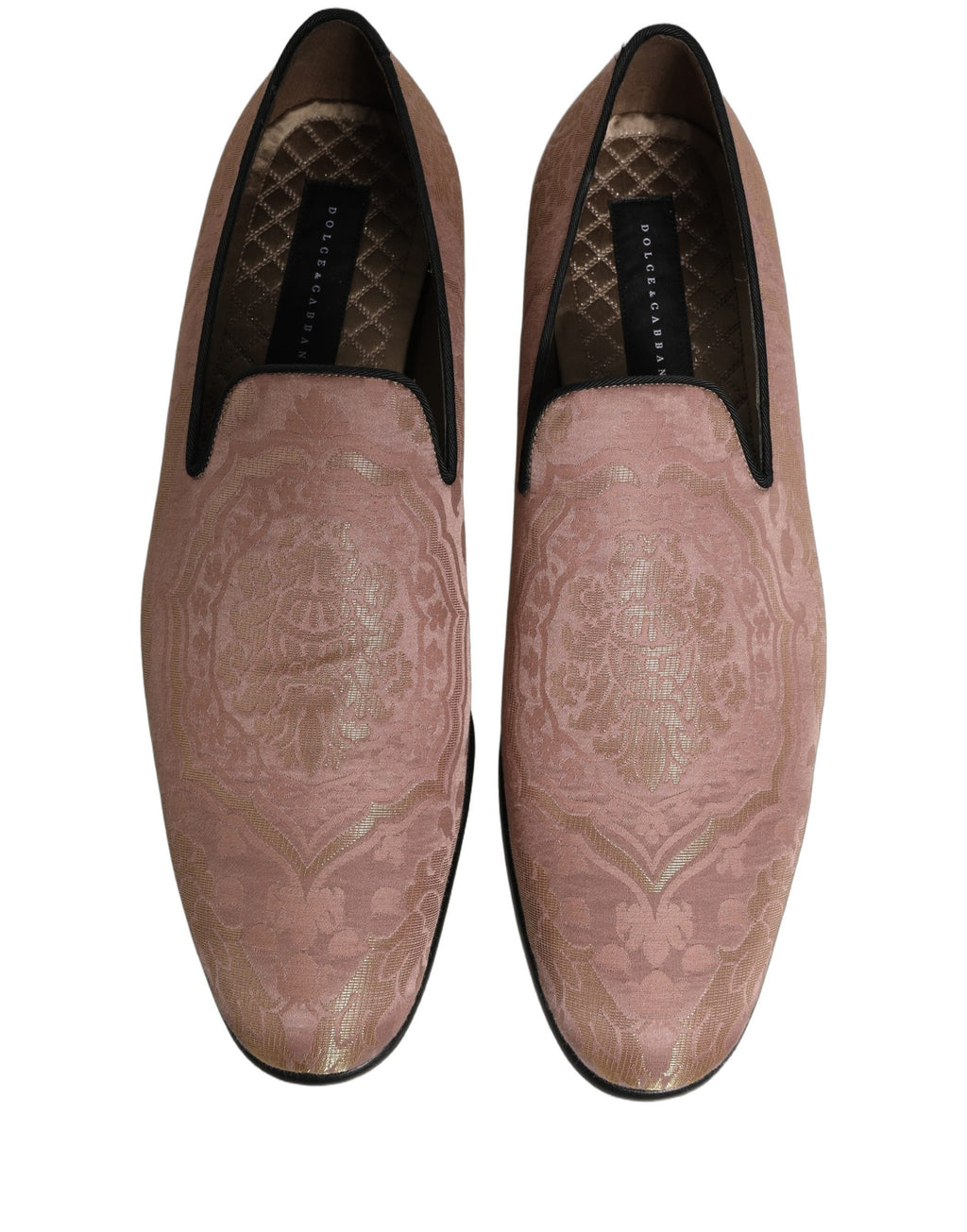 Dolce & Gabbana Pink Brocade Men Slip On Dress Loafers Shoes Dolce & Gabbana