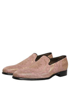 Dolce & Gabbana Pink Brocade Men Slip On Dress Loafers Shoes Dolce & Gabbana