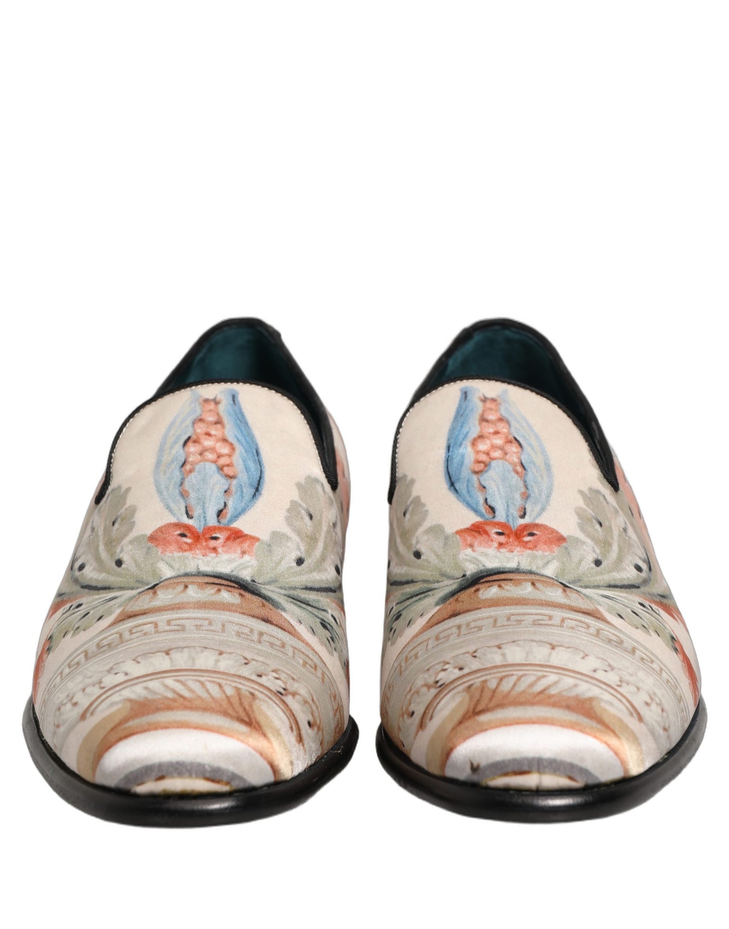 Dolce & Gabbana White Floral Vase Slip On Dress Loafers Shoes Dolce & Gabbana