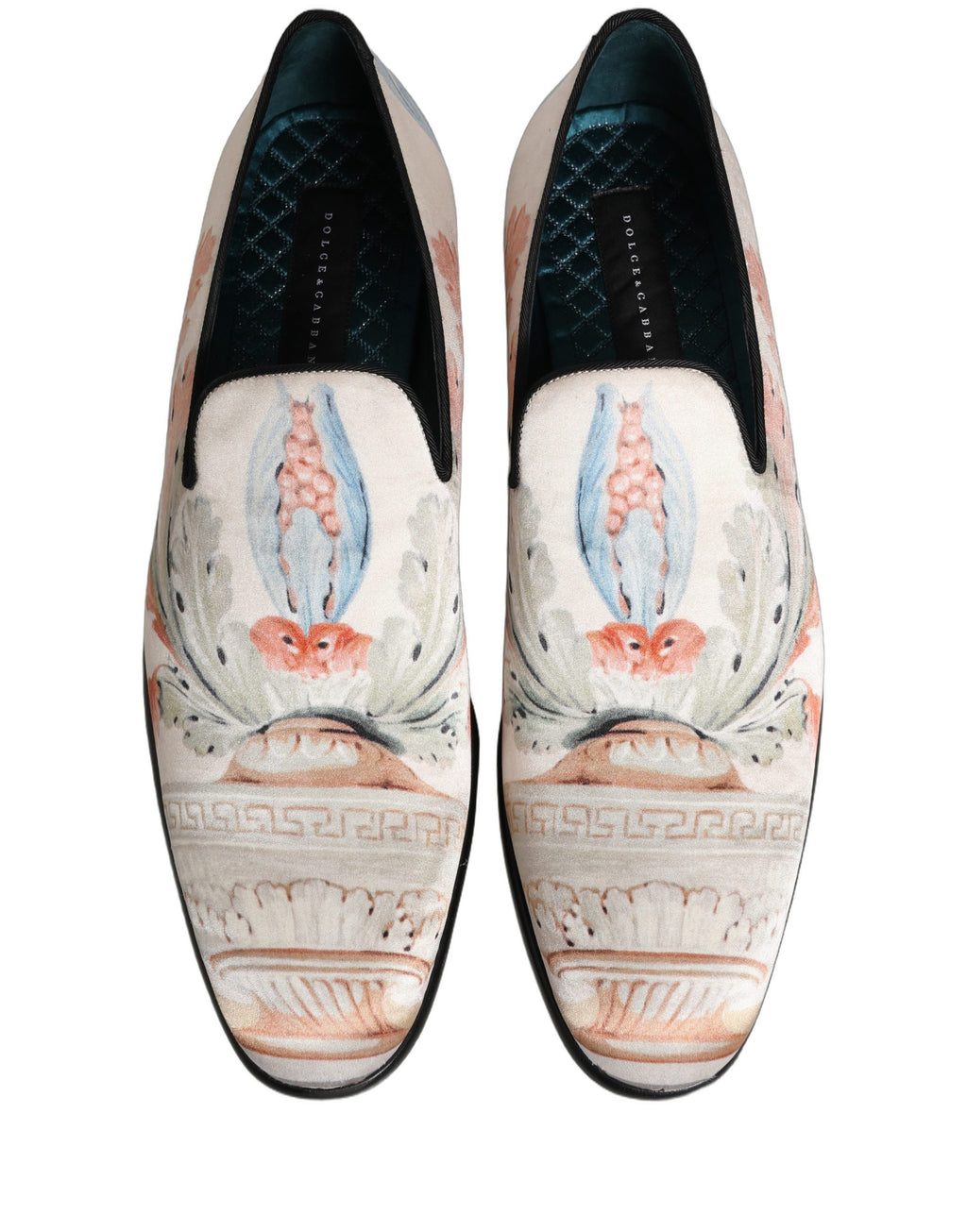 Dolce & Gabbana White Floral Vase Slip On Dress Loafers Shoes Dolce & Gabbana