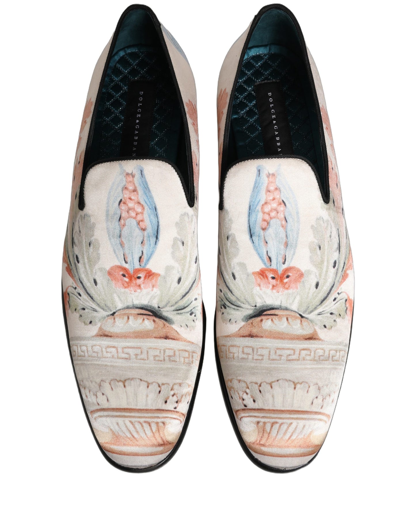 Dolce & Gabbana White Floral Vase Slip On Dress Loafers Shoes Dolce & Gabbana