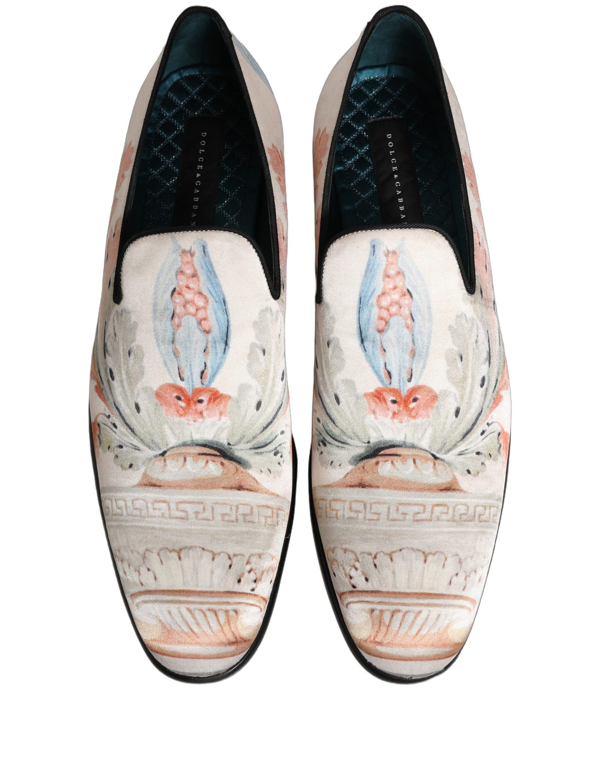 Dolce & Gabbana White Floral Vase Slip On Dress Loafers Shoes Dolce & Gabbana