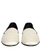 Dolce & Gabbana White Satin Logo Slip On Flats Loafers Shoes Dolce & Gabbana