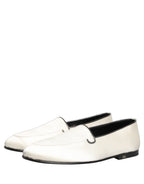 Dolce & Gabbana White Satin Logo Slip On Flats Loafers Shoes Dolce & Gabbana