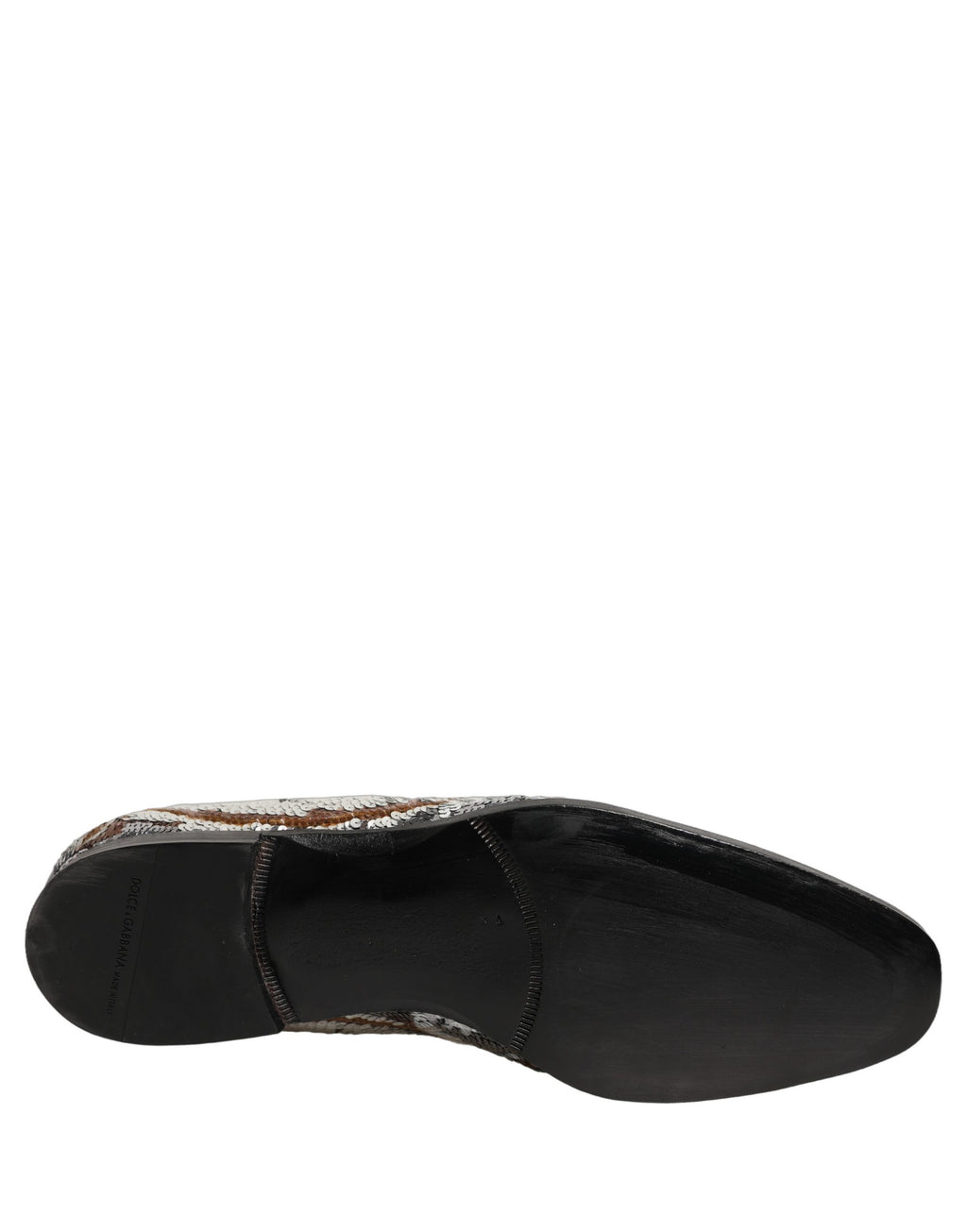 Dolce & Gabbana White Gold Sequined Slip On Loafers Shoes Dolce & Gabbana