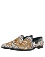 Dolce & Gabbana White Gold Sequined Slip On Loafers Shoes Dolce & Gabbana
