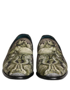 Dolce & Gabbana Brown Baroque Print Slip On Loafers Shoes Dolce & Gabbana