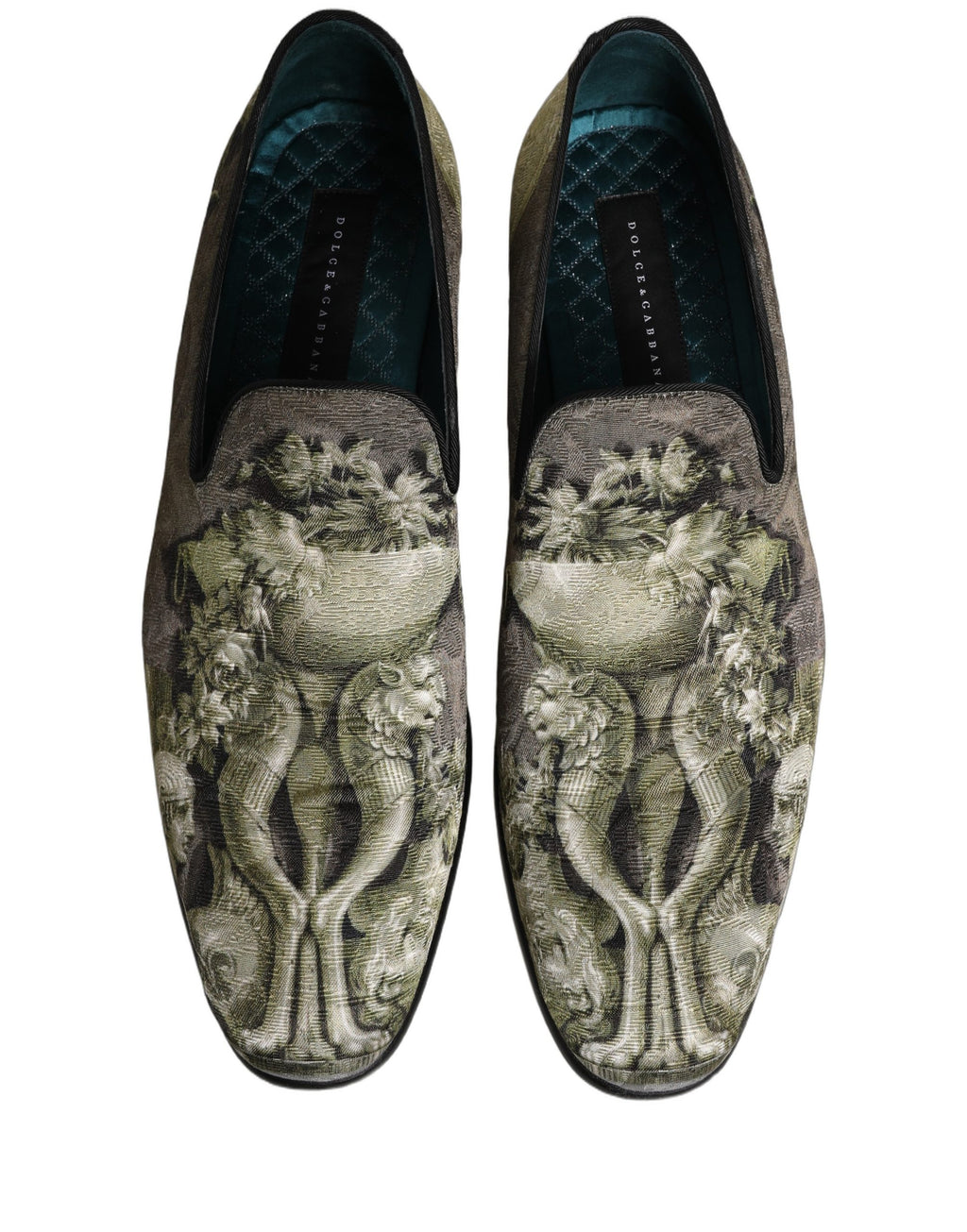 Dolce & Gabbana Brown Baroque Print Slip On Loafers Shoes Dolce & Gabbana