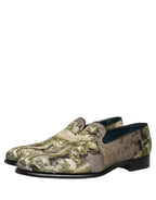 Dolce & Gabbana Brown Baroque Print Slip On Loafers Shoes Dolce & Gabbana
