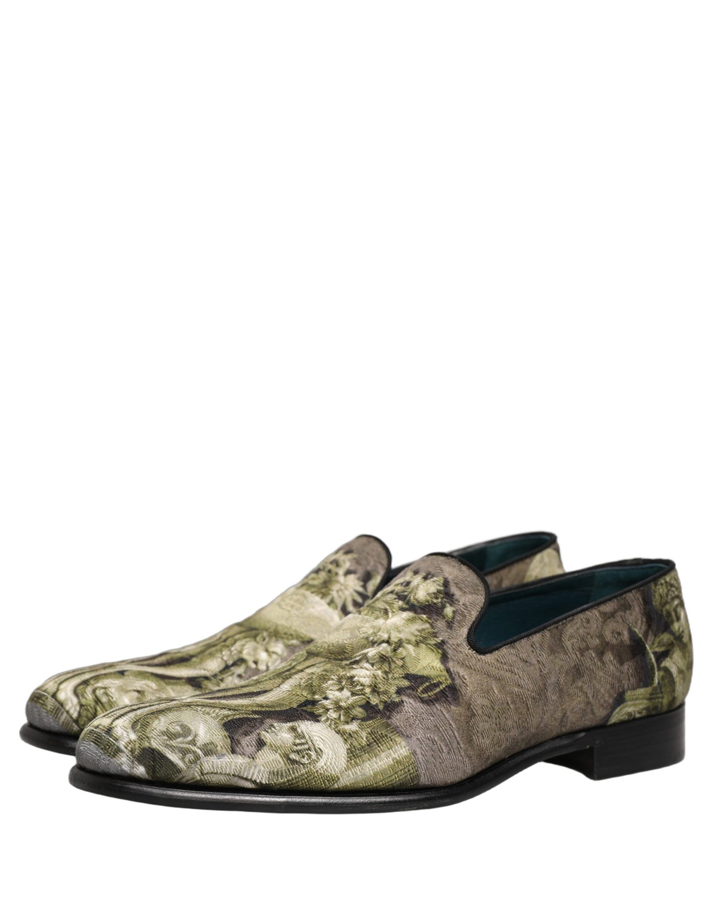 Dolce & Gabbana Brown Baroque Print Slip On Loafers Shoes Dolce & Gabbana