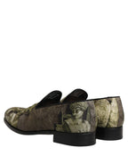 Dolce & Gabbana Brown Baroque Print Slip On Loafers Shoes Dolce & Gabbana
