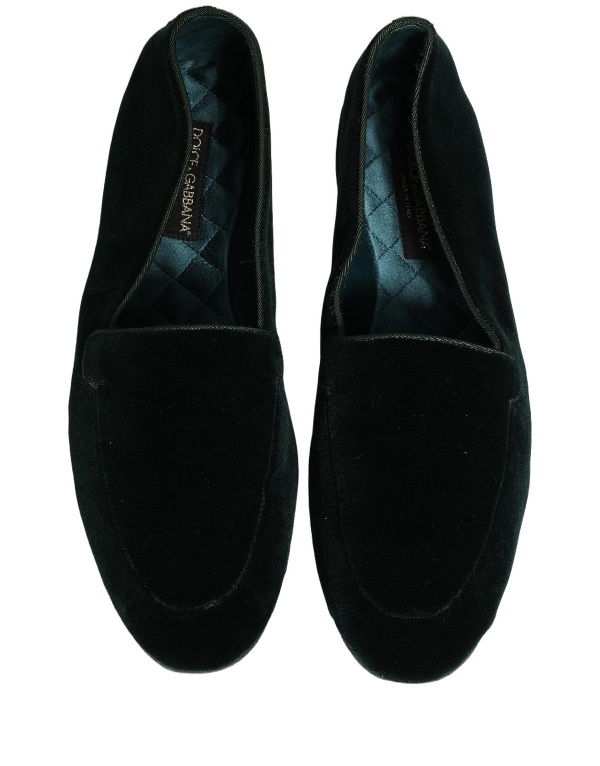Dolce & Gabbana Green Velvet Slip On Men Flats Loafers Shoes Dolce & Gabbana