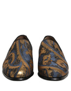 Dolce & Gabbana Blue Brocade Slip On Men Dress Loafers Shoes Dolce & Gabbana