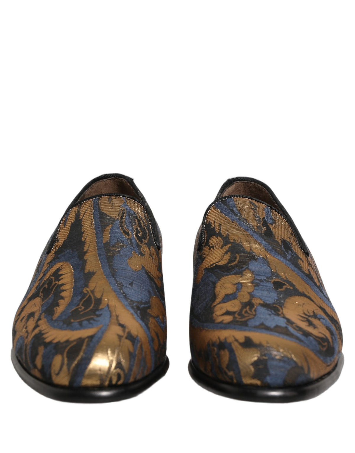 Dolce & Gabbana Blue Brocade Slip On Men Dress Loafers Shoes Dolce & Gabbana