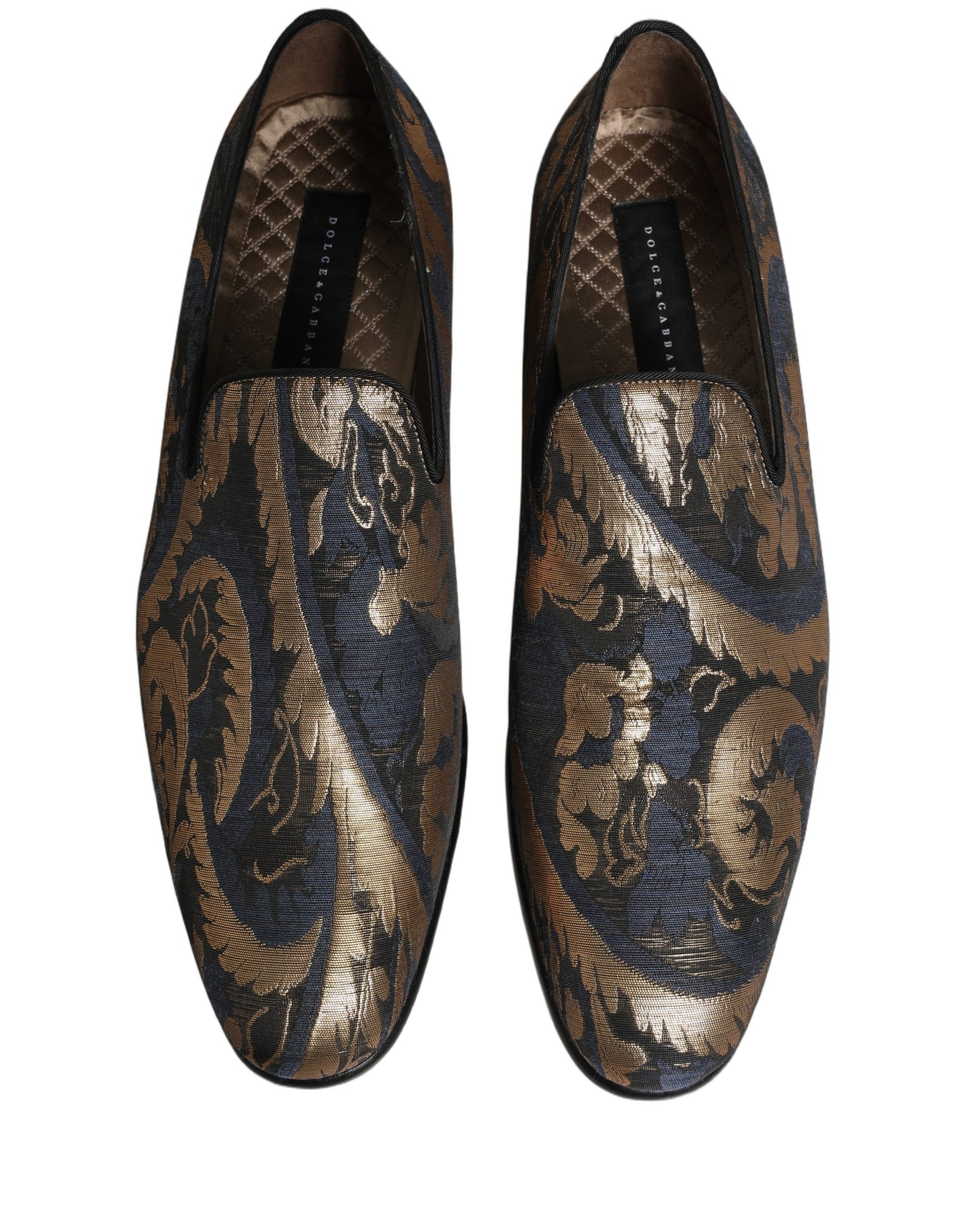 Dolce & Gabbana Blue Brocade Slip On Men Dress Loafers Shoes Dolce & Gabbana