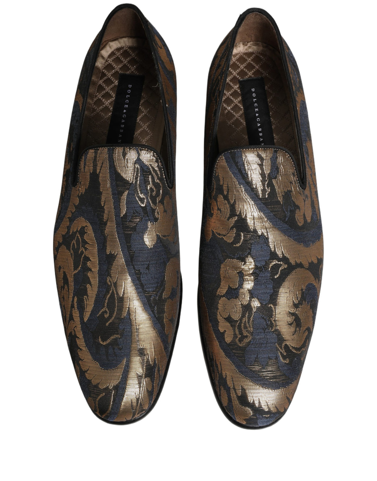 Dolce & Gabbana Blue Brocade Slip On Men Dress Loafers Shoes Dolce & Gabbana