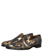 Dolce & Gabbana Blue Brocade Slip On Men Dress Loafers Shoes Dolce & Gabbana