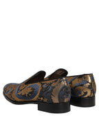 Dolce & Gabbana Blue Brocade Slip On Men Dress Loafers Shoes Dolce & Gabbana