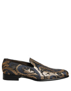 Dolce & Gabbana Blue Brocade Slip On Men Dress Loafers Shoes Dolce & Gabbana