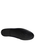 Dolce & Gabbana Blue Satin Logo Slip On Flats Loafers Shoes Dolce & Gabbana