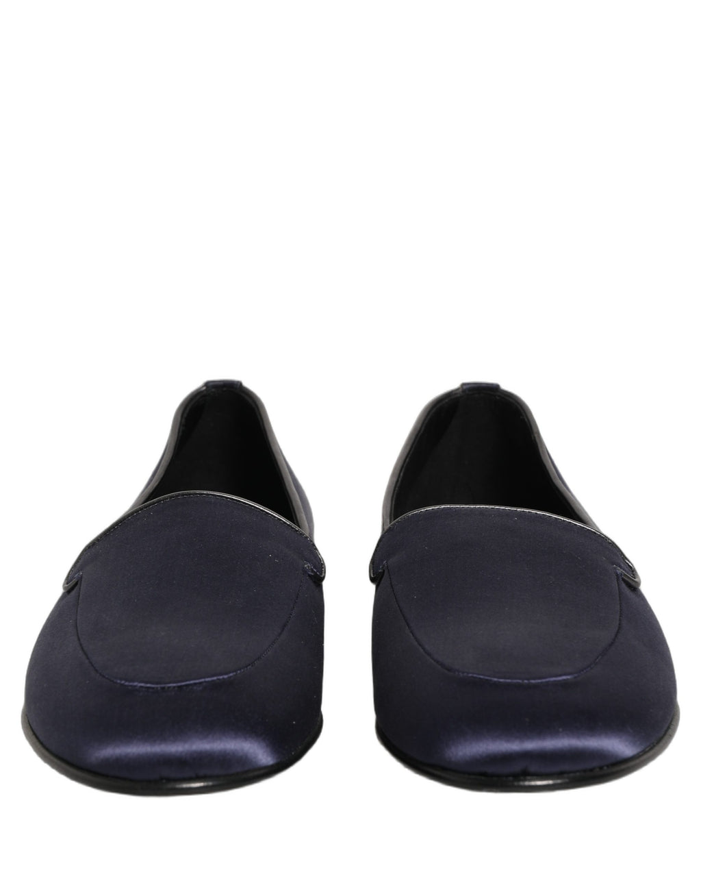 Dolce & Gabbana Blue Satin Logo Slip On Flats Loafers Shoes Dolce & Gabbana