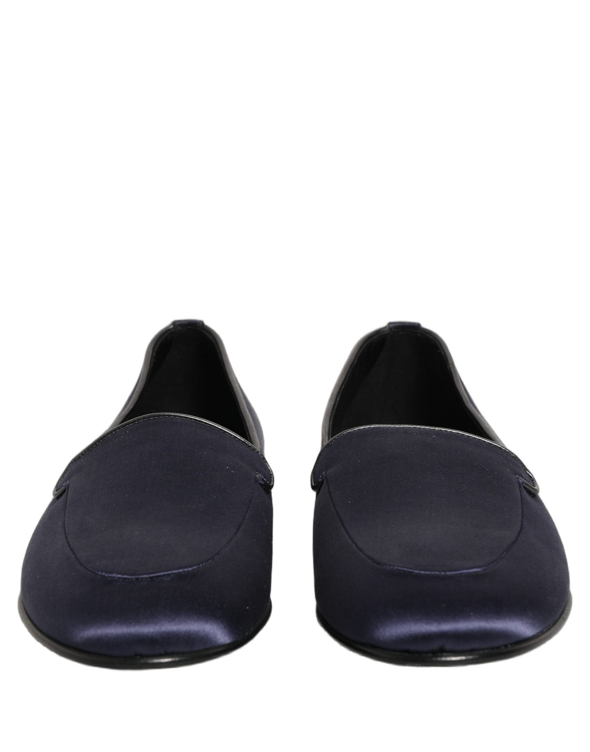 Dolce & Gabbana Blue Satin Logo Slip On Flats Loafers Shoes Dolce & Gabbana
