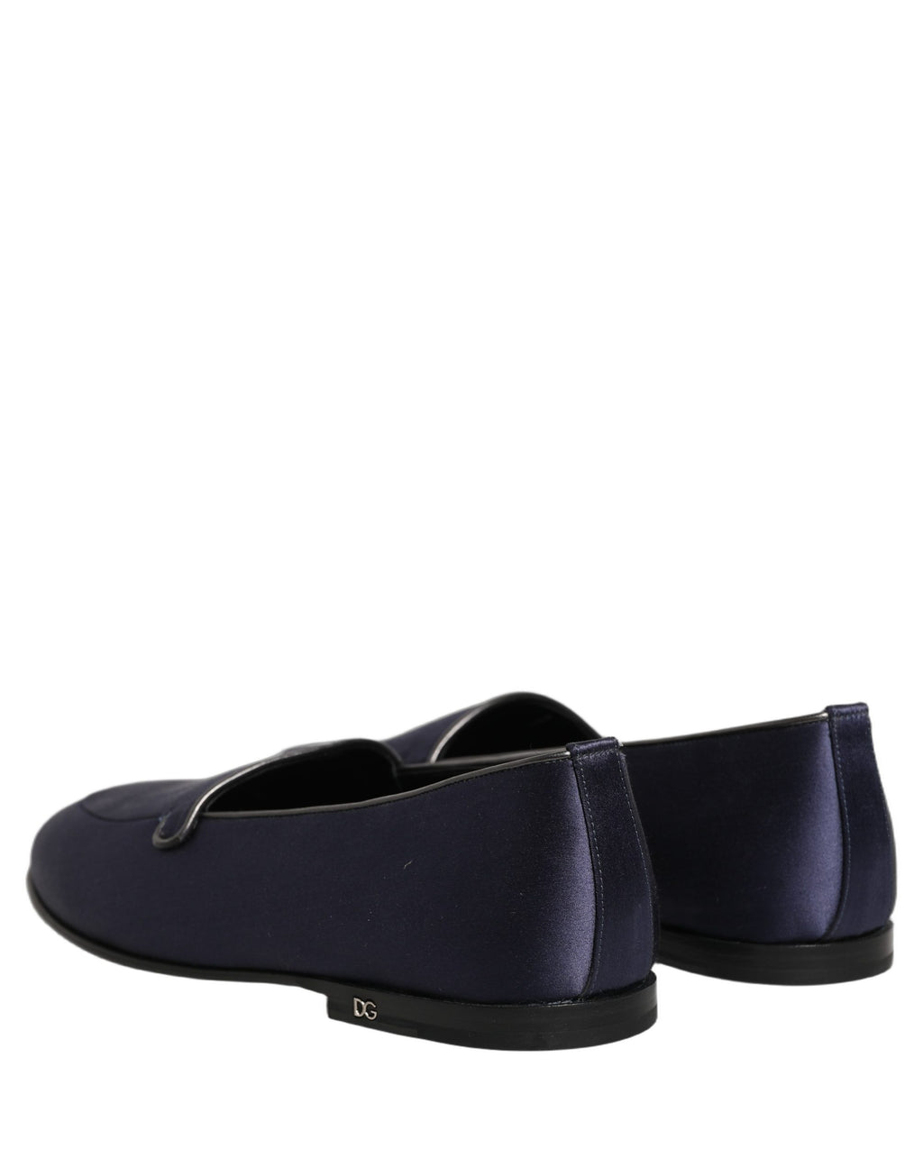 Dolce & Gabbana Blue Satin Logo Slip On Flats Loafers Shoes Dolce & Gabbana
