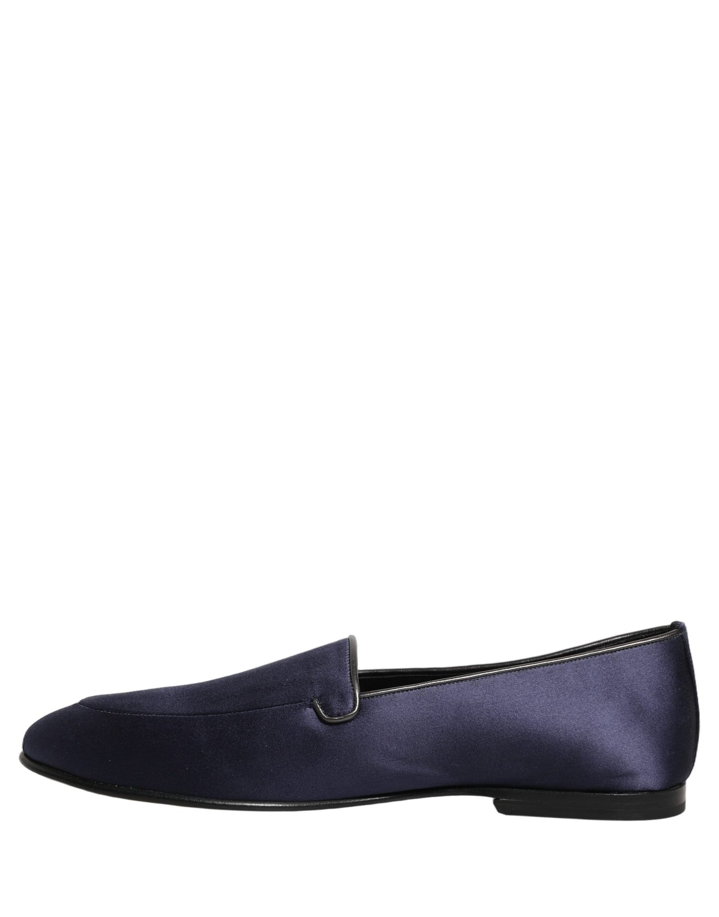 Dolce & Gabbana Blue Satin Logo Slip On Flats Loafers Shoes Dolce & Gabbana