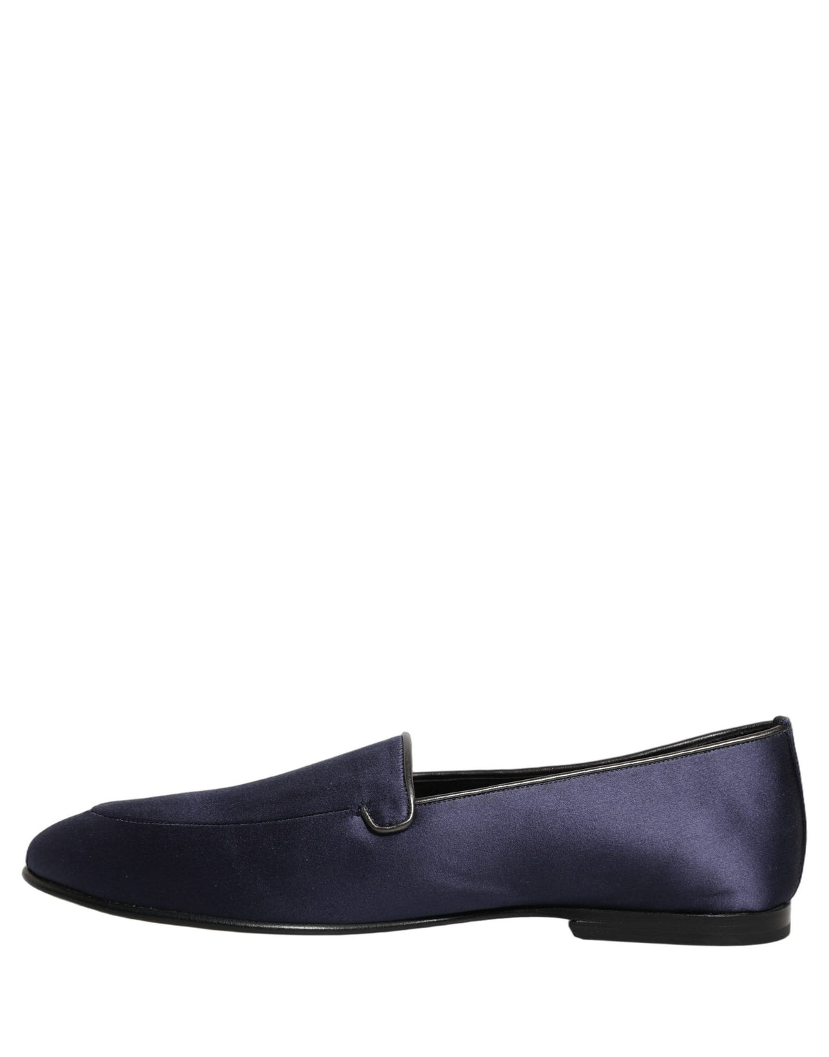 Dolce & Gabbana Blue Satin Logo Slip On Flats Loafers Shoes Dolce & Gabbana