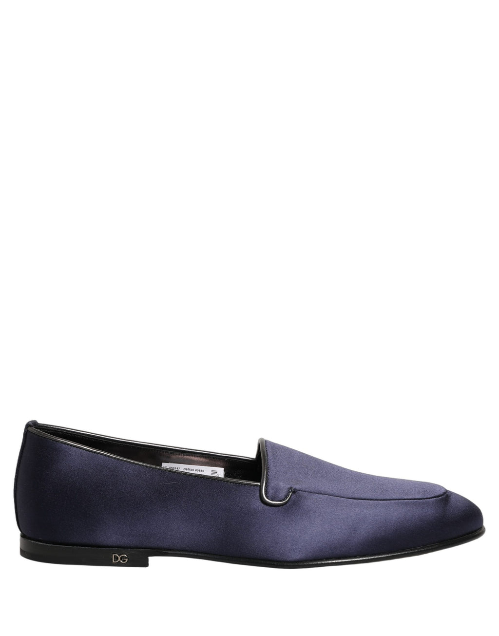 Dolce & Gabbana Blue Satin Logo Slip On Flats Loafers Shoes Dolce & Gabbana
