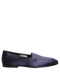 Dolce & Gabbana Blue Satin Logo Slip On Flats Loafers Shoes Dolce & Gabbana