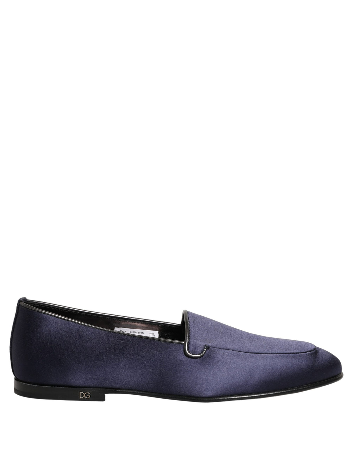Dolce & Gabbana Blue Satin Logo Slip On Flats Loafers Shoes Dolce & Gabbana