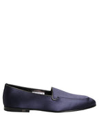 Dolce & Gabbana Blue Satin Logo Slip On Flats Loafers Shoes Dolce & Gabbana