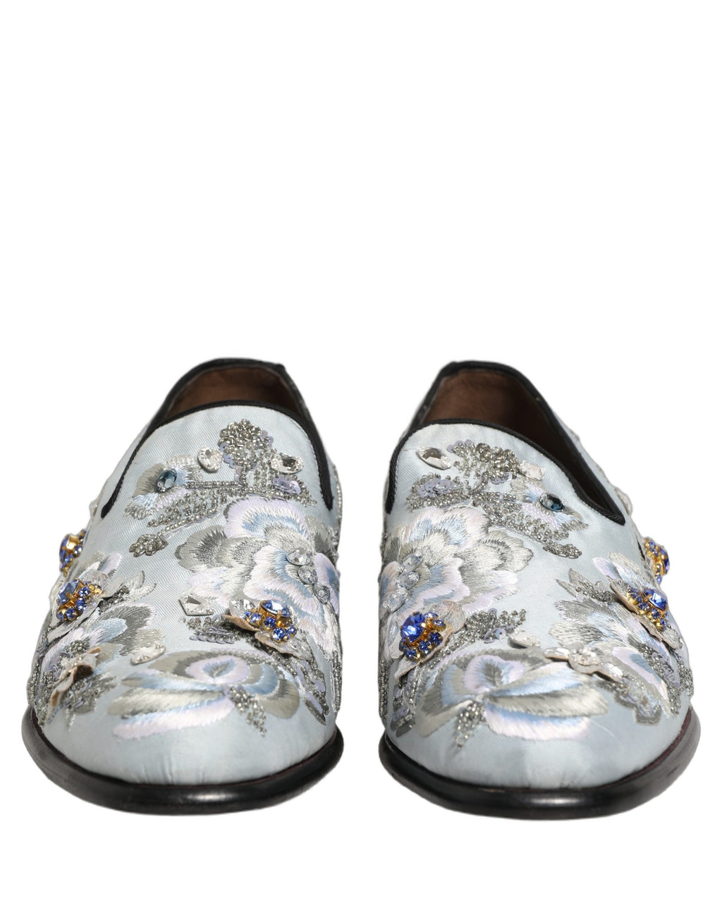Dolce & Gabbana White Floral Embellished Men Loafers Shoes Dolce & Gabbana