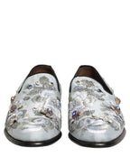 Dolce & Gabbana White Floral Embellished Men Loafers Shoes Dolce & Gabbana