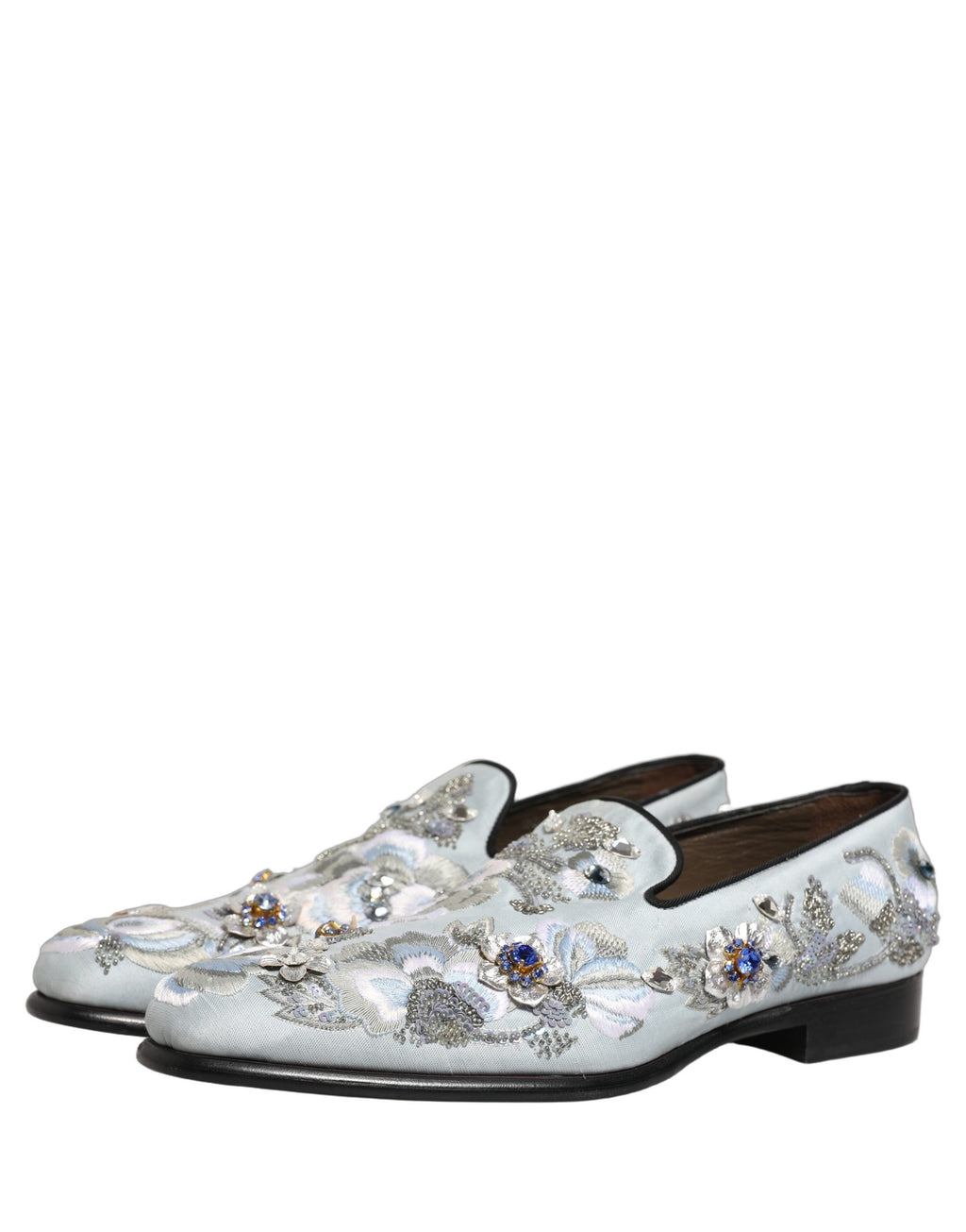 Dolce & Gabbana White Floral Embellished Men Loafers Shoes Dolce & Gabbana