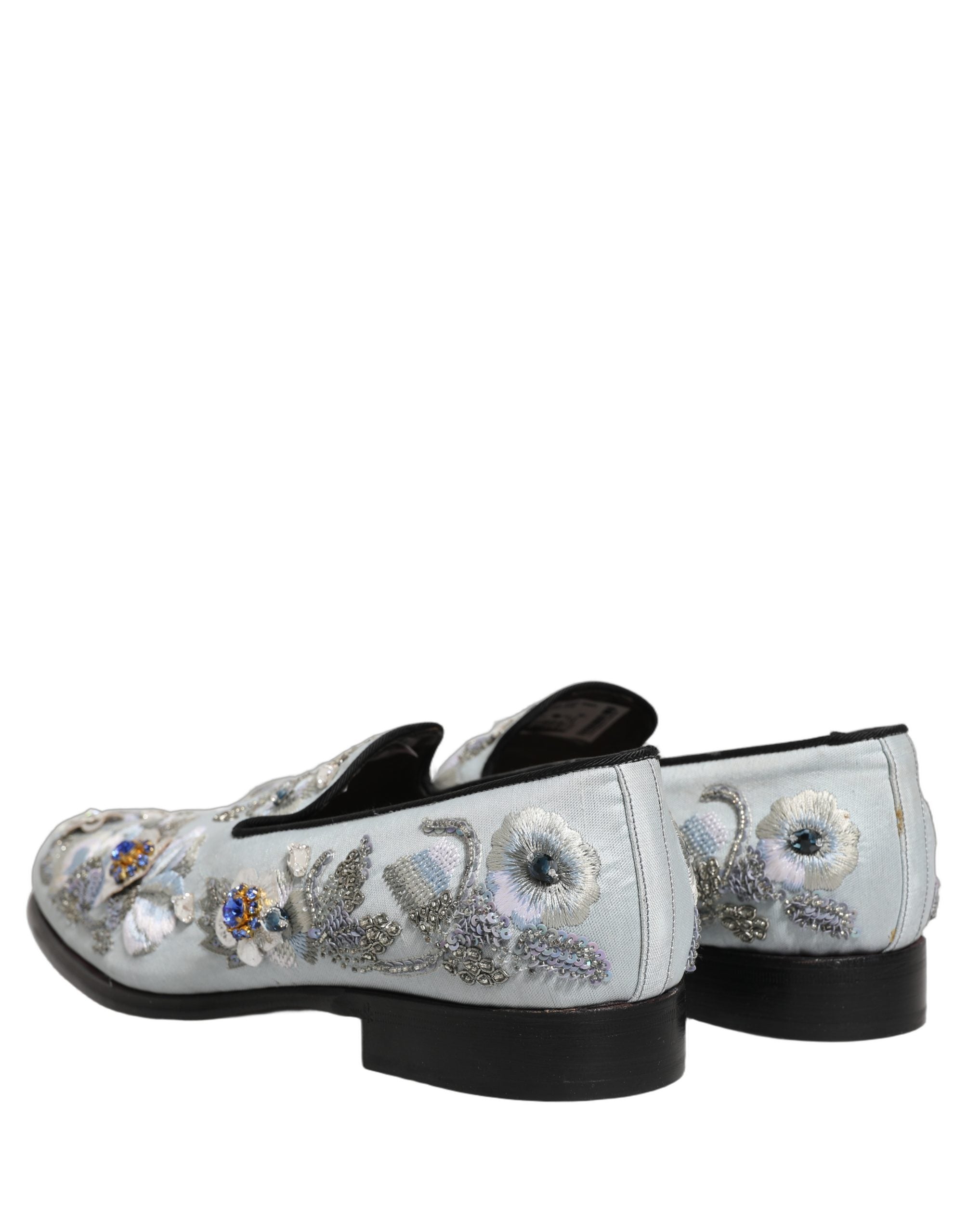 Dolce & Gabbana White Floral Embellished Men Loafers Shoes Dolce & Gabbana