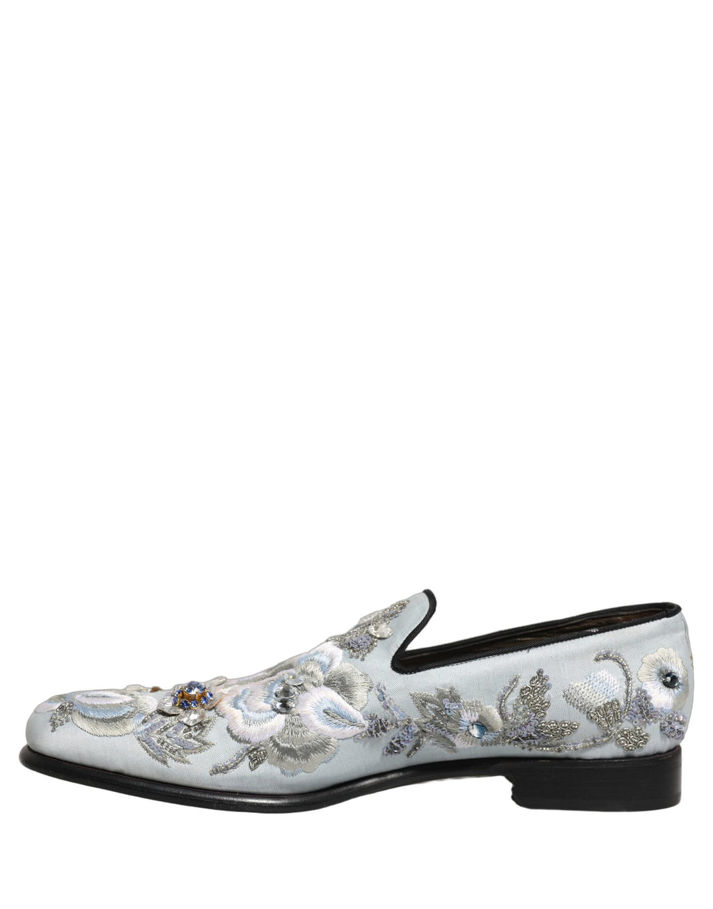 Dolce & Gabbana White Floral Embellished Men Loafers Shoes Dolce & Gabbana