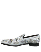 Dolce & Gabbana White Floral Embellished Men Loafers Shoes Dolce & Gabbana