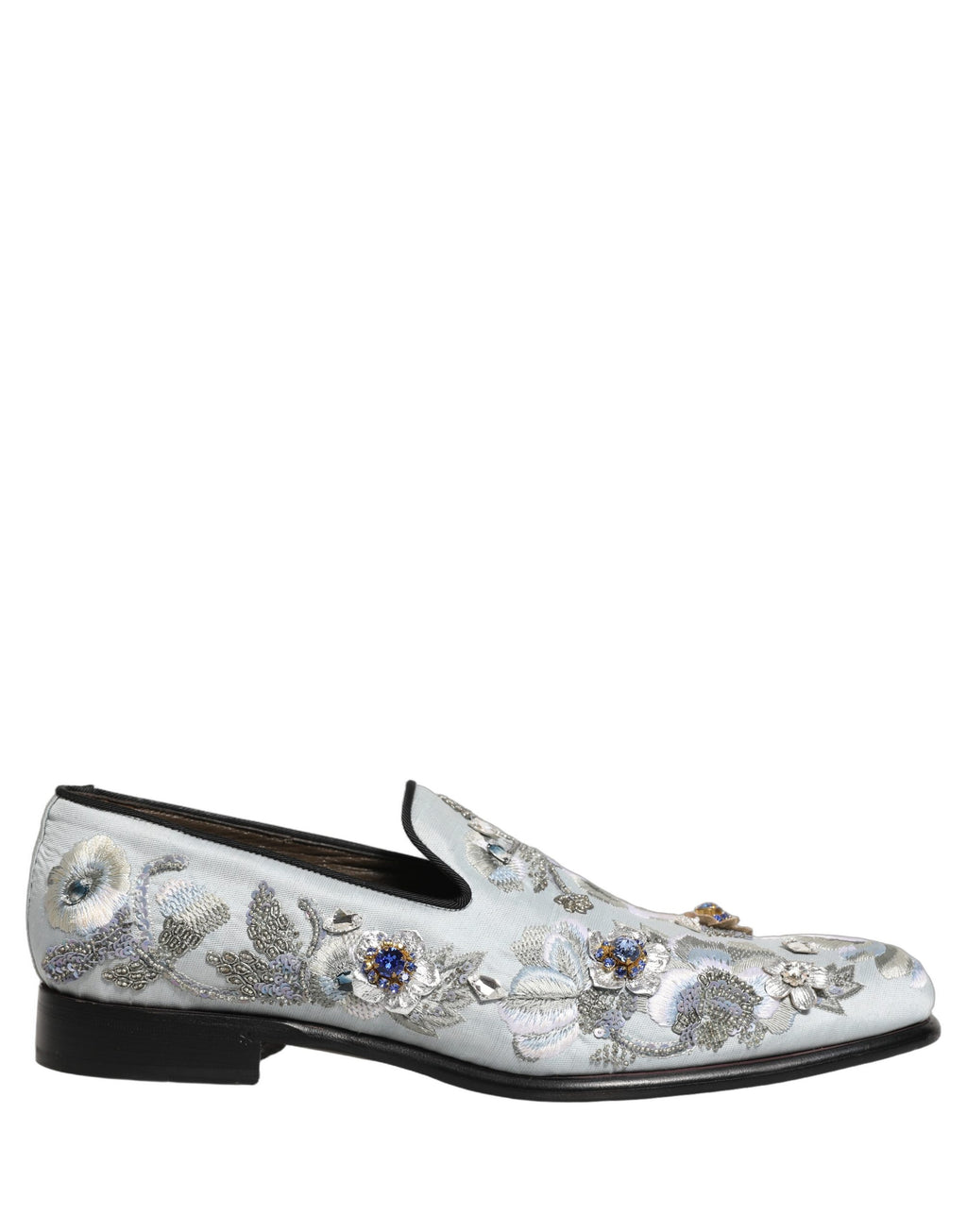 Dolce & Gabbana White Floral Embellished Men Loafers Shoes Dolce & Gabbana