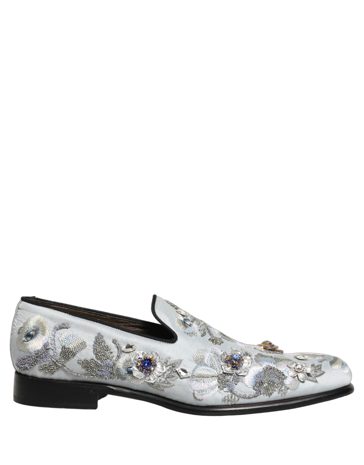 Dolce & Gabbana White Floral Embellished Men Loafers Shoes Dolce & Gabbana