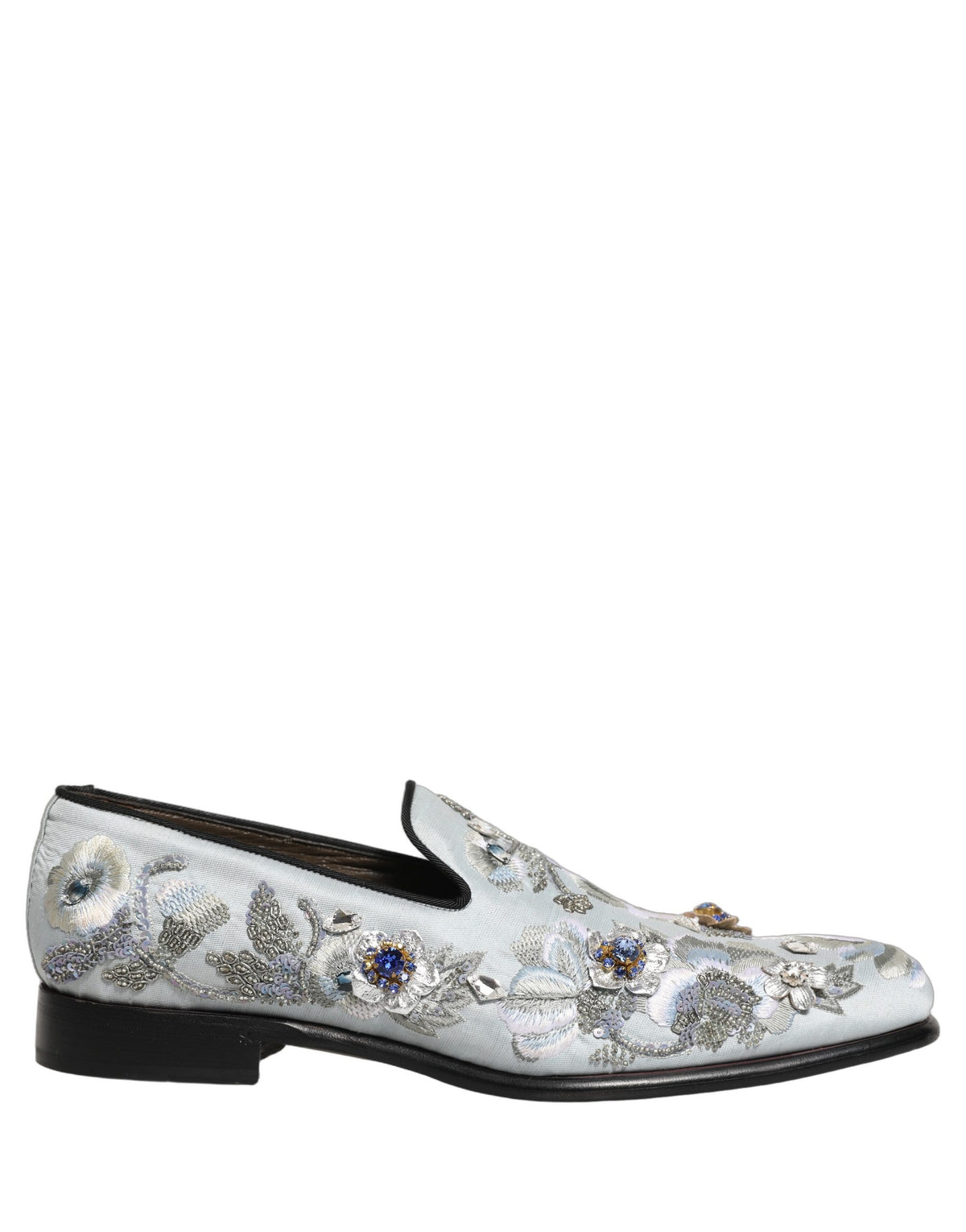 Dolce & Gabbana White Floral Embellished Men Loafers Shoes Dolce & Gabbana