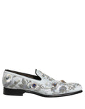 Dolce & Gabbana White Floral Embellished Men Loafers Shoes Dolce & Gabbana