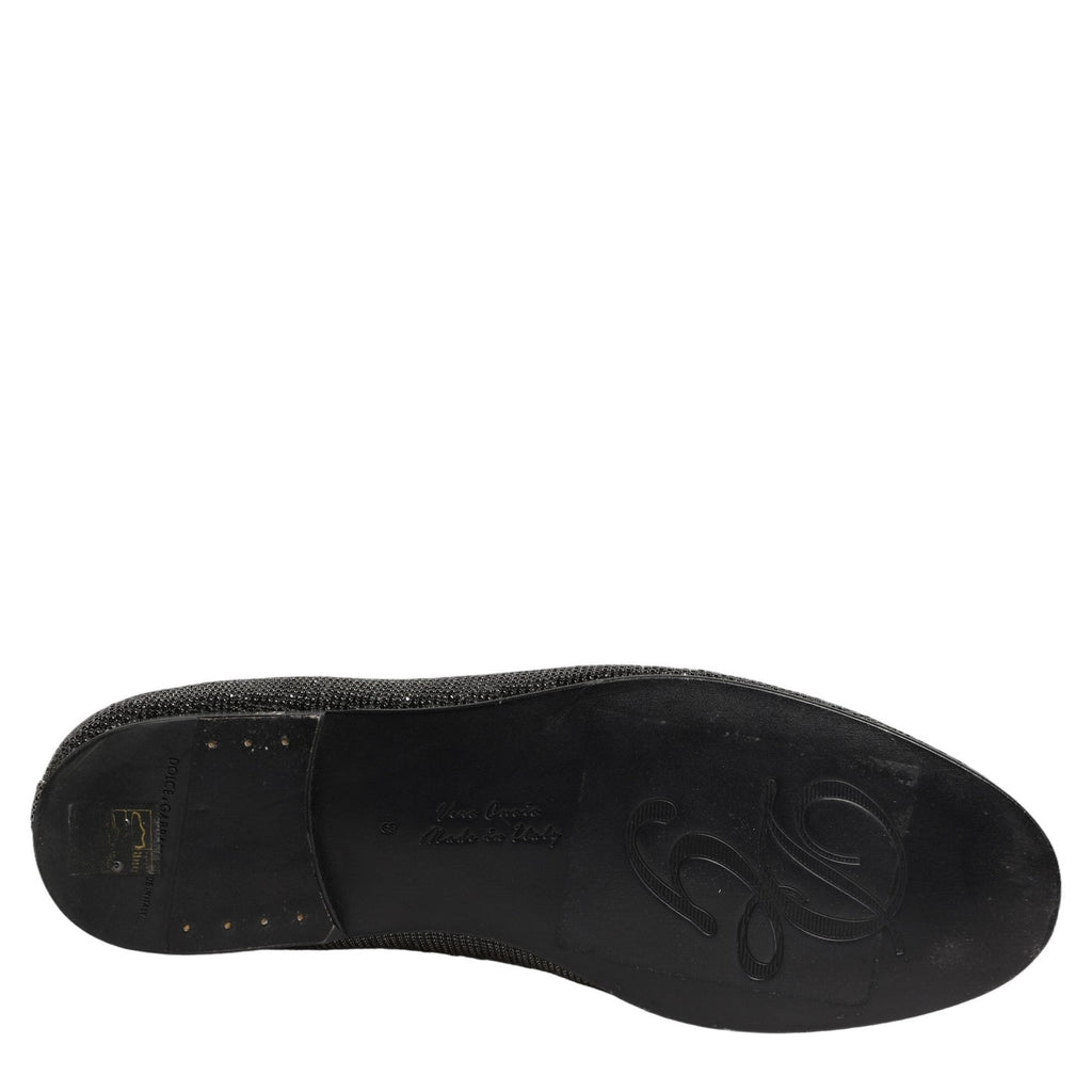 Dolce & Gabbana Black Crystal Embellished Men Loafers Shoes Dolce & Gabbana