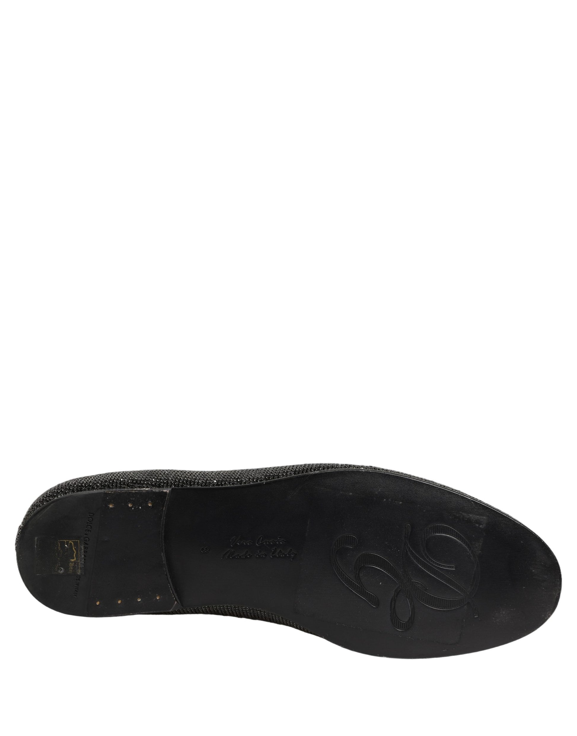 Dolce & Gabbana Black Crystal Embellished Men Loafers Shoes Dolce & Gabbana