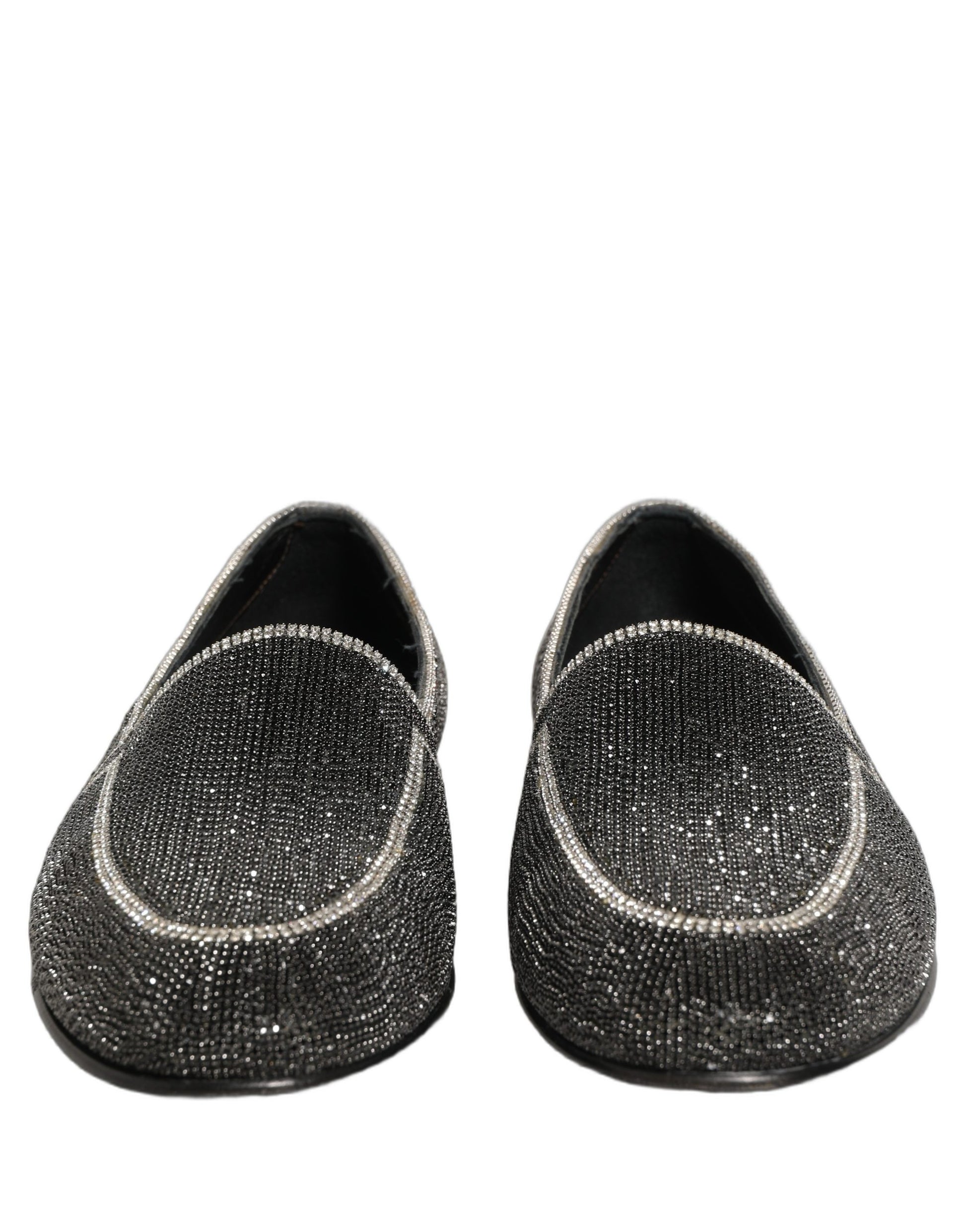 Dolce & Gabbana Black Crystal Embellished Men Loafers Shoes Dolce & Gabbana