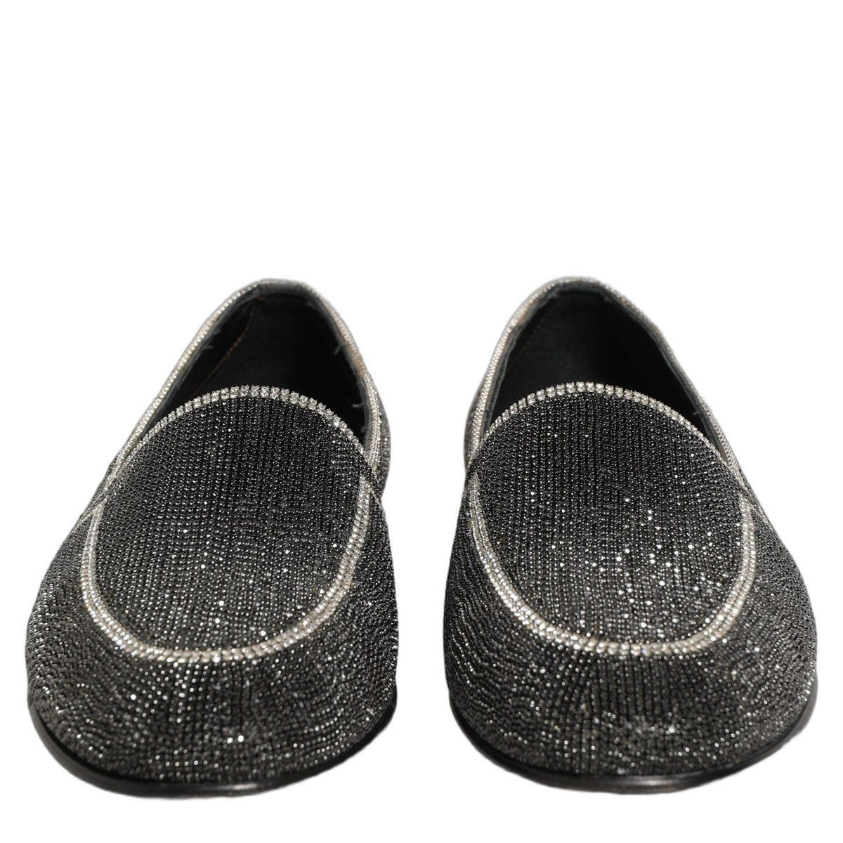 Dolce & Gabbana Black Crystal Embellished Men Loafers Shoes Dolce & Gabbana