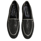 Dolce & Gabbana Black Crystal Embellished Men Loafers Shoes Dolce & Gabbana