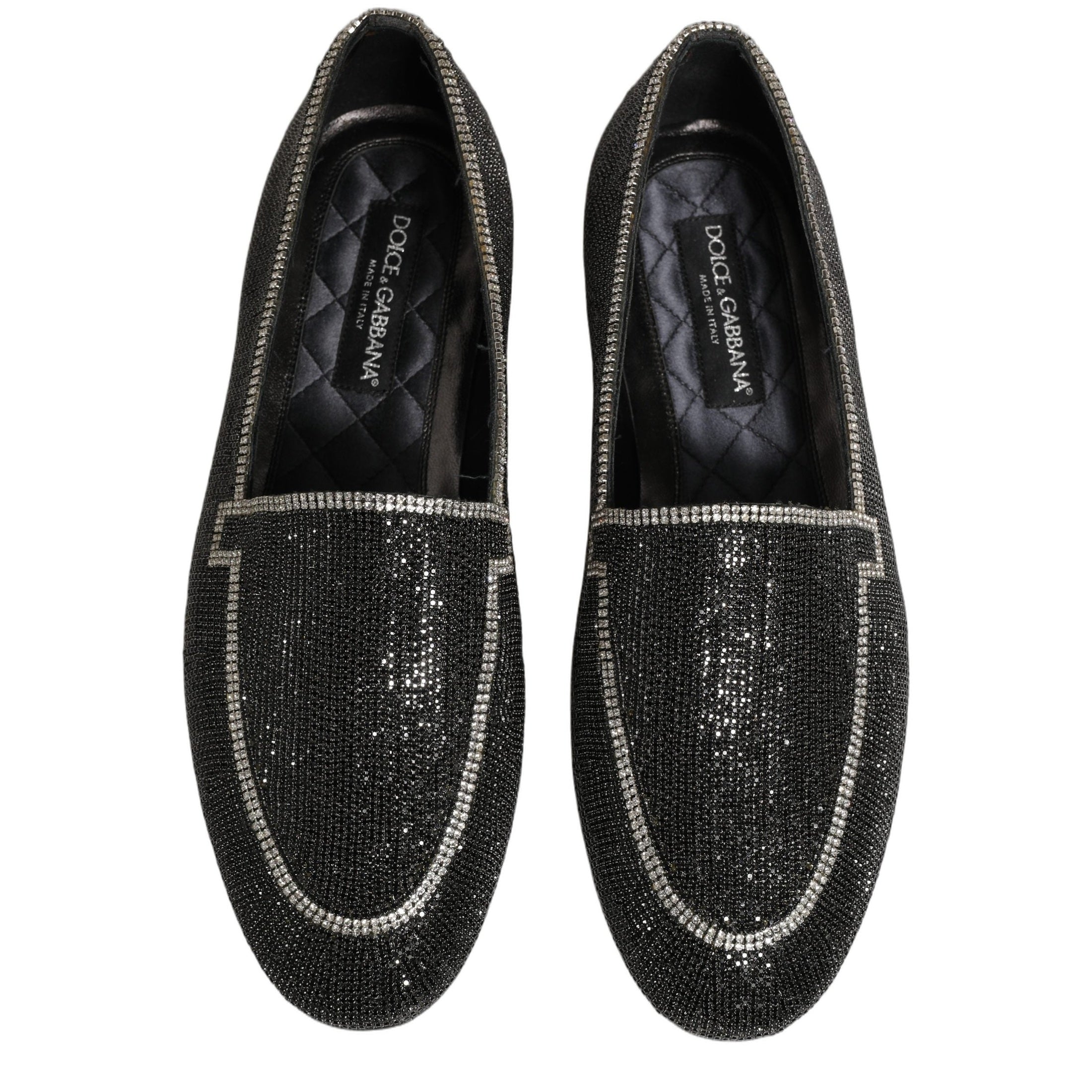 Dolce & Gabbana Black Crystal Embellished Men Loafers Shoes Dolce & Gabbana