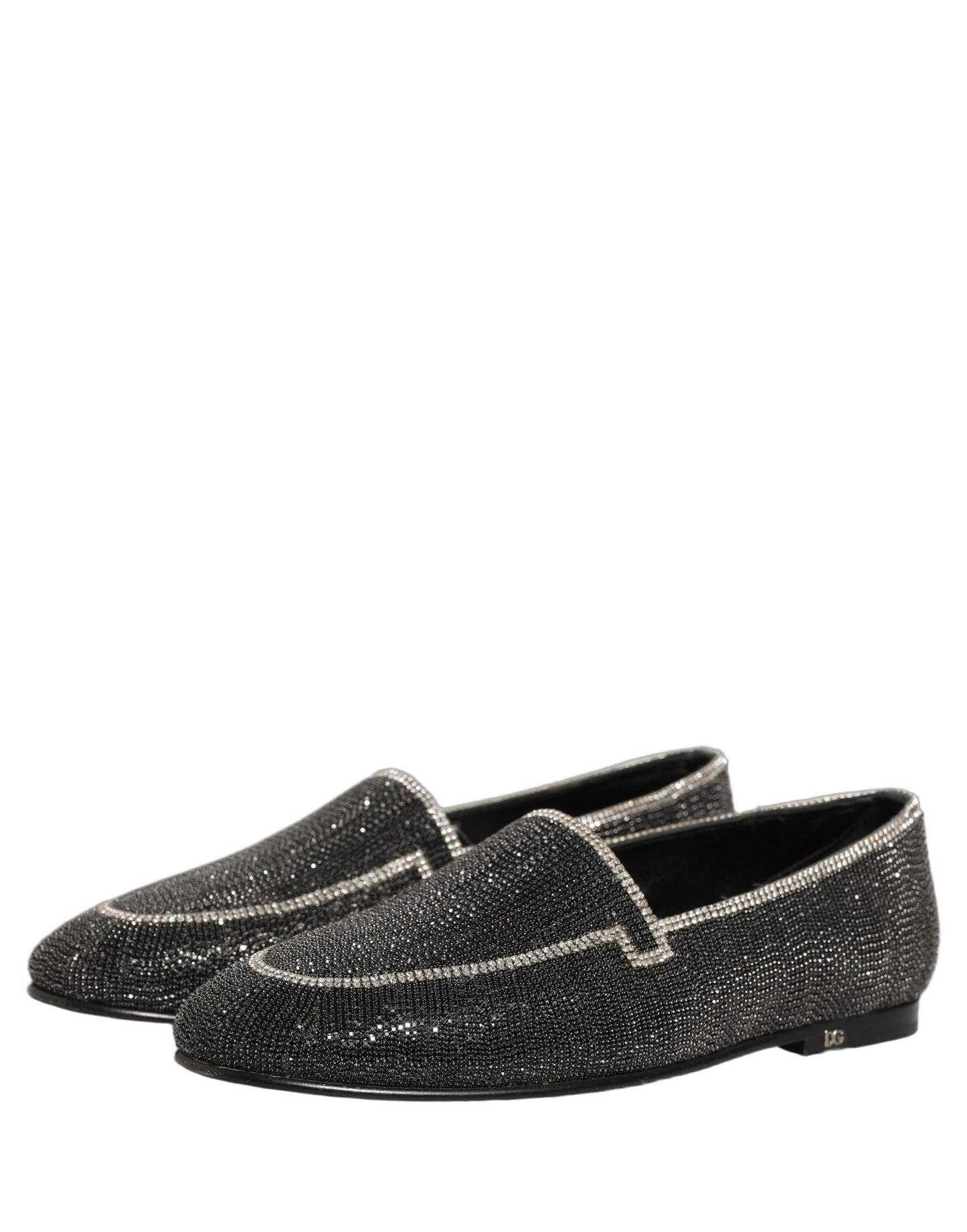 Dolce & Gabbana Black Crystal Embellished Men Loafers Shoes Dolce & Gabbana